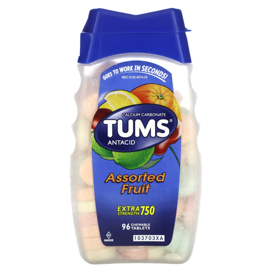 tums-96 TUMS Антацид жувальний, фруктове асорті, 96 таблеток (750 мг) - Зображення 1