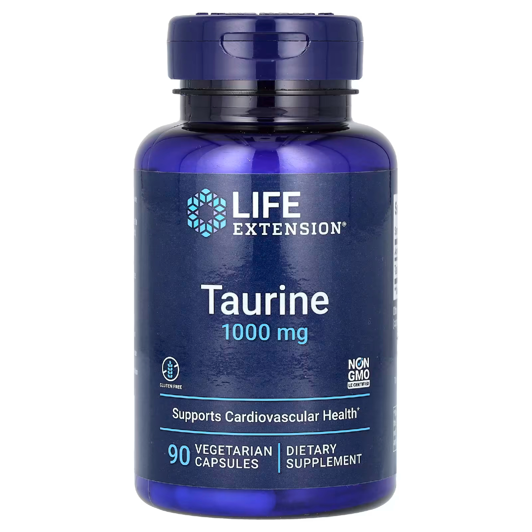 Taurine-1000-LE-1 Таурин 1000 мг — підтримка серця та активності, 90 капсул (Life Extension) - Зображення 1