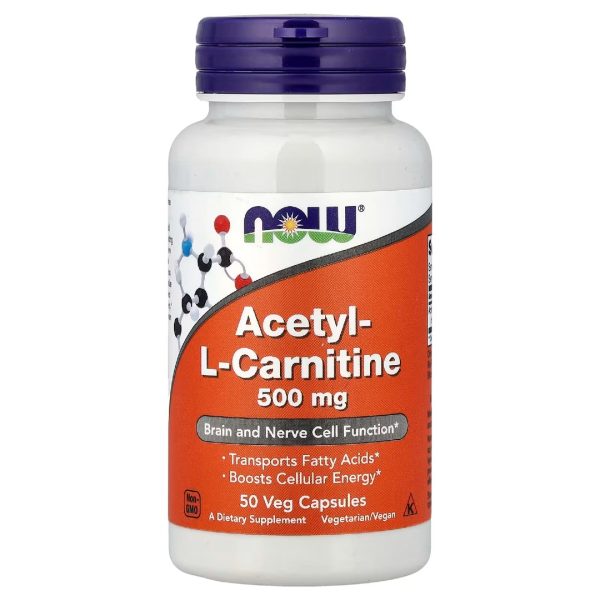 Acetyl-L-Carnitine (Ацетил-L-карнітин) 500 мг, 50 капсул (NOW Foods)