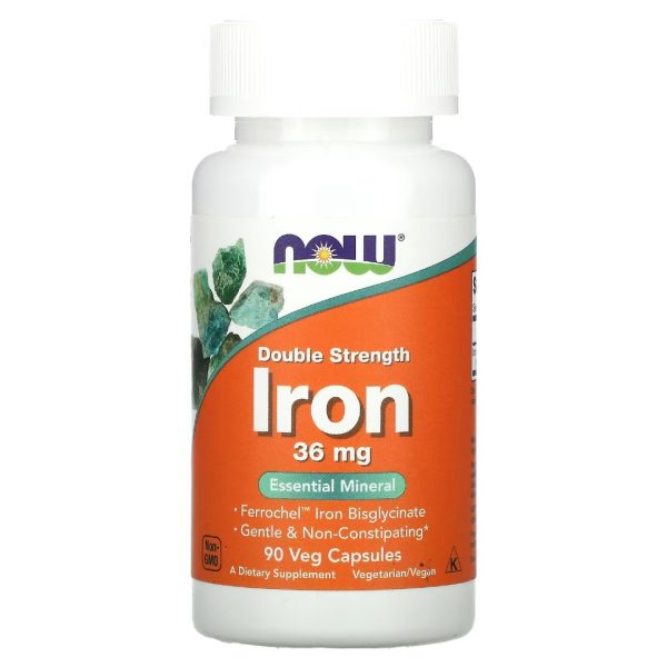 Хелатне Залізо 36 мг, Iron Ferrochel®, 90 капсул (NOW Foods)