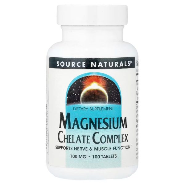 Хелатний Магній 100 мг (Magnesium Chelate Complex), 100 таблеток (Source Naturals)