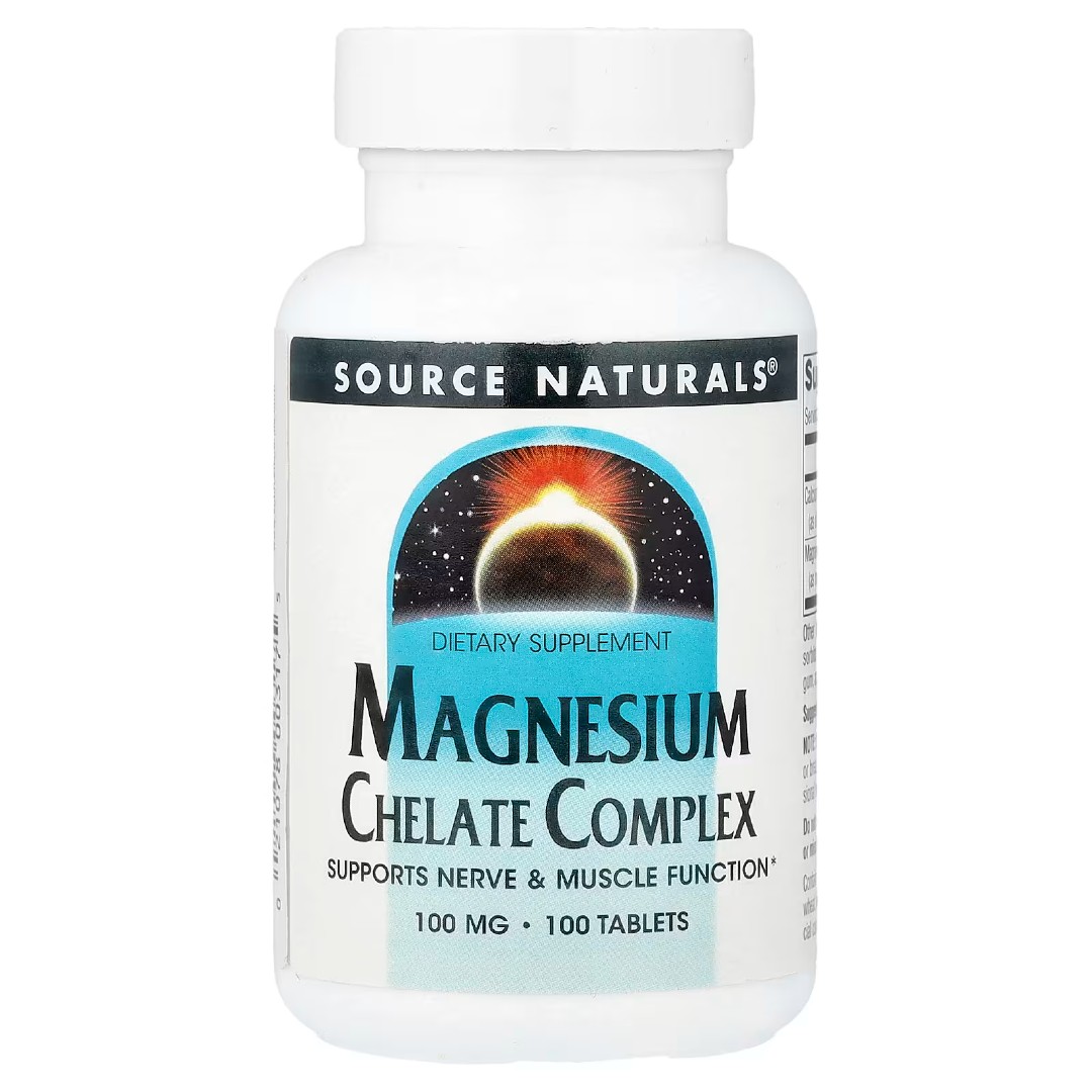 mgn-chelate-0-tab-1 Хелатний Магній 100 мг (Magnesium Chelate Complex), 100 таблеток (Source Naturals) - Зображення 1