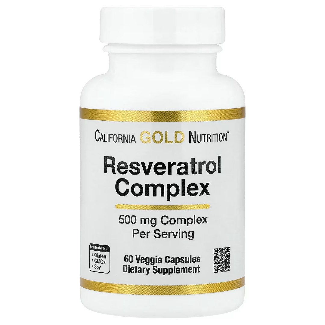 resveratrol -1 Комплекс Ресвератролу 500 мг (Resveratrol Complex), 60 капсул (California Gold Nutrition) - Зображення 1