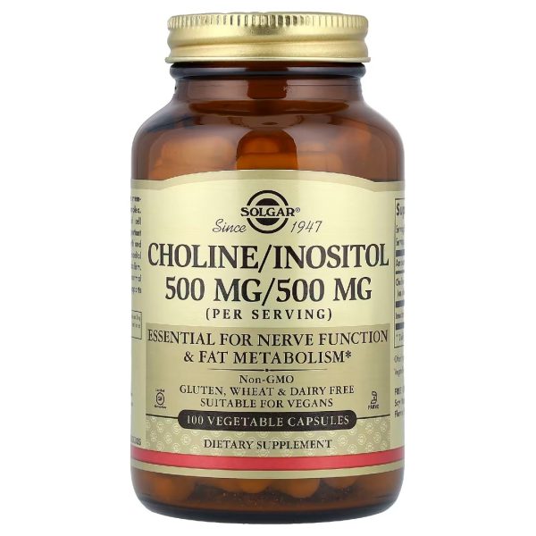 Солгар Холін та Інозитол 500 мг / 500 мг (Choline/Inositol), 100 капсул (Solgar)