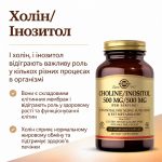 Солгар Холін та Інозитол 500 мг / 500 мг (Choline/Inositol), 100 капсул (Solgar) - Зображення 4